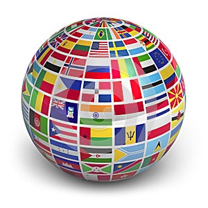 Globe with world flags