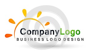 Globe world green sun and business logo concept symbol icon design vector on white background