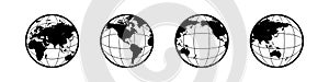 Globe world icon set. globe planet map vector illustration