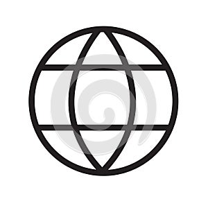 Globe world icon symbol flat black line on white vector background