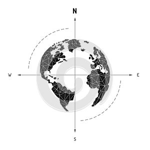 Zemegule kompas šípka navigačné cestovať. európa 