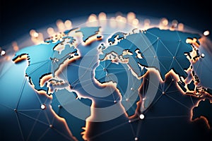 Globe world map embodies the concept of global internet networking