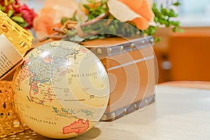 Globe world map, explore destination travel concept