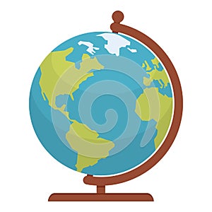 Globe World Map Flat Icon Isolated on White