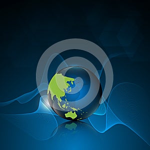Globe with world map internet networking design concept banner background photo