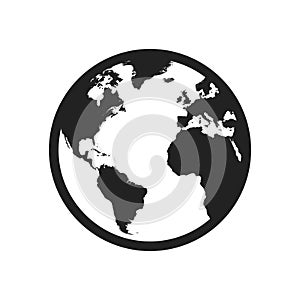 Globe world map vector icon. Round earth flat vector illustration. Planet business concept pictogram on white background.