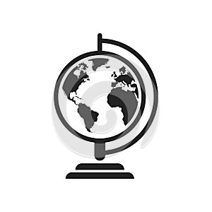 Globe world map vector icon. Round earth flat vector illustration. Planet business concept pictogram on white background.