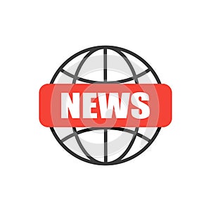 Globe world news flat icon, vector illustration, news symbol, logo