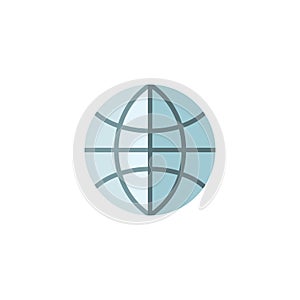 Globe. World sign. Earth planet. Website. Homepage. Flat color icon. Commerce vector illustration