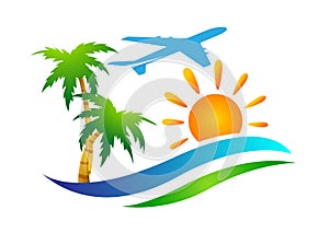 Globe world Travel beach summer logo icon element vector on white background