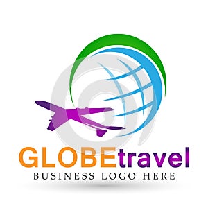 Globe world Travel people logo icon element vector on white background