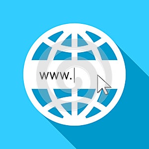 Globe with www sign as world wide web concept