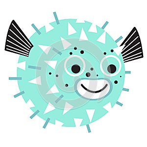 Globefish flat illustration on white