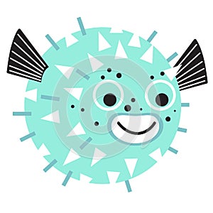 Globefish flat illustration on white photo