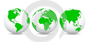 Globes with continents - vector