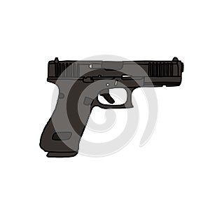 Glock g17gen5 doodle icon, vector color line illustration