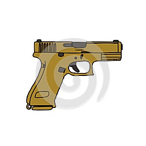 Glock g19x doodle icon, vector color line illustration