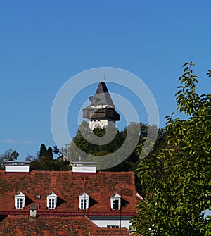 The glockenturm at Schlossberg hill in Graz