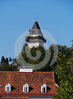 The glockenturm at Schlossberg hill in Graz