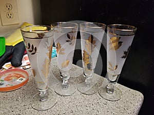 Glod glass cups champagne wine