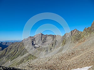 Gloedis - Panoramic view of the majestic mountain ridges of High Tauern seen near Gloedis in Schober group, East Tyrol