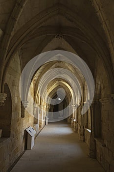 Gloom hall of the monastery of Santa MarÃ­a de Huerta, Soria, Sp