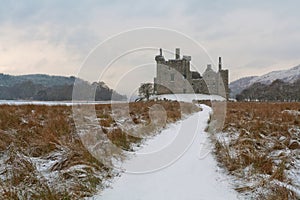 Gloomy castle with ghosts