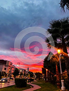 Gloomy and desolate cityscape on a cloudy evening, portraying the harshness of urban life