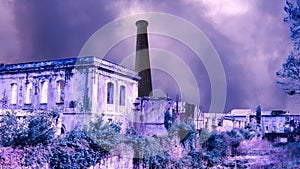 A gloomy landscape of collapsing buildings .