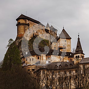 Gloomy medieval castle on the mountain, Orava, Slovakia.