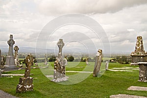 Gloomy medieval graveyard in Ireland