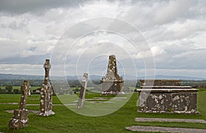 Gloomy medieval graveyard in Ireland