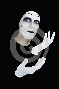 Gloomy mime on a black background