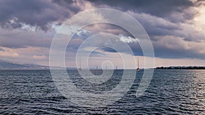 Gloomy Sky and Water View to Rio Antirio Bridge, Greece