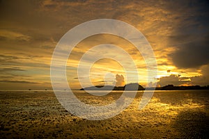 Gloomy tropical sunset,Sunset over Water and Islands,Thailand