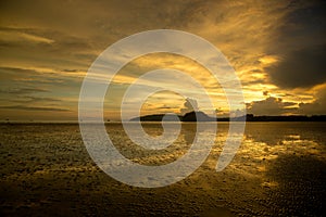 Gloomy tropical sunset,Sunset over Water and Islands,Thailand