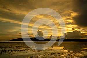 Gloomy tropical sunset,Sunset over Water and Islands,Thailand