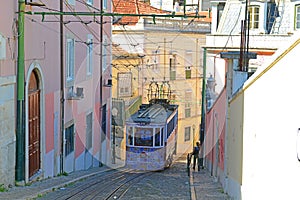 Gloria Funicular in Lisbon, Portugal photo
