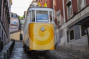 The Gloria Funicular Elevador da Gloria in the city of Lisbon, Portugal.