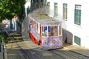 Gloria Funicular in Lisbon, Portugal photo