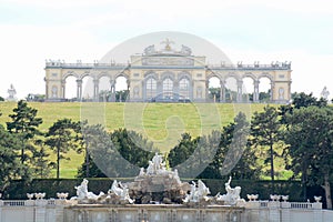 The Gloriette , Neptune Fountain in Schonbrunn Palace, Great Parterre in Vienna