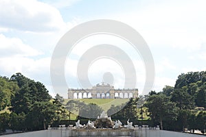 The Gloriette , Neptune Fountain in Schonbrunn Palace, Great Parterre in Vienna