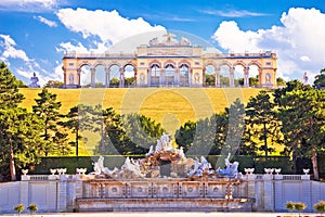 Gloriette viewpoint and Schlossberg fountain in Vienna view