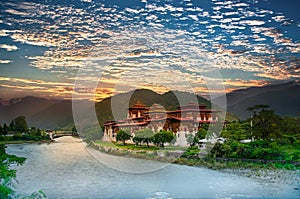 A glorious evening in Punakha, Bhutan. Bhutan is also known as the land of the thunder dragon.