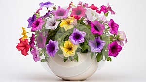 Glorious Multi-coloured Minimalism: Uhd Image Of Petunias In A Large Pot