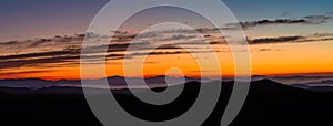 Glorious panorama of the Blue ridge mountains at sunrise