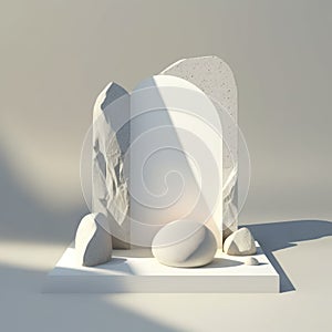 Glorious sun-kissed stone garden, minimalist mockup for podium display or showcase AI generation