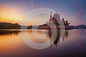 Glorious sunrise at Putra Mosque