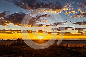 Glorious sunset seascape at Glenelg beach, Adelaide, Australia