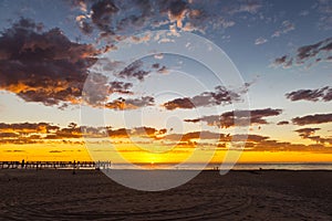 Glorious sunset seascape at Glenelg beach, Adelaide, Australia